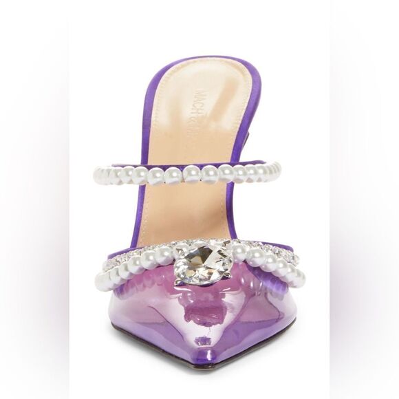 NWOB MACH & MACH Diamond Of Elizabeth Embellished PVC Heeled Mules size 37 - Picture 4 of 14